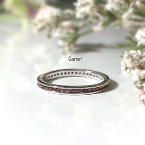 Garnet Stackable Sterling Silver Ring